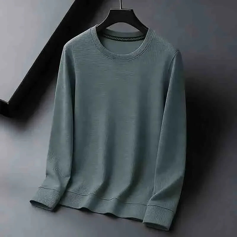 2026 Neuerscheinung Herren Basic Einfarbiger Rundhals-Pullover Atmungsaktiver Langarm-Strickpullover