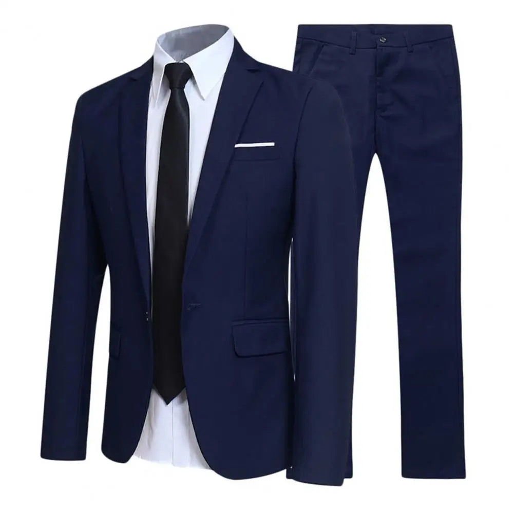 Herren lässig Boutique Business Anzug einfarbig Turndown Kragen Slim Fit Hochzeit Bräutigam Anzug Mantel Blazer Hose Anzug Herren Sets