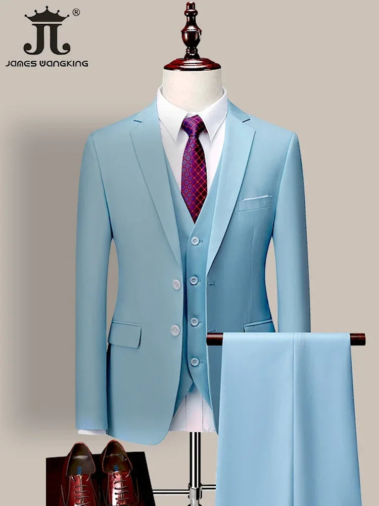 14-farbiger M-6XL (Jacke + Weste + Hose), formeller Business-Herrenanzug der High-End-Marke, dreiteiliger Bräutigam-Hochzeitskleid, einfarbiger Anzug