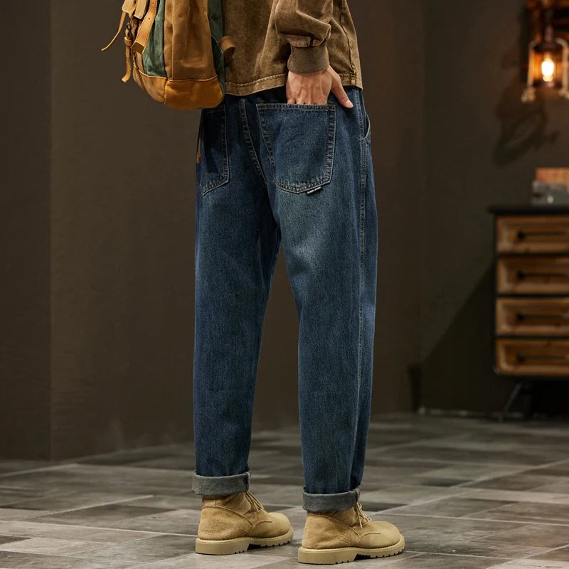 Männer 95% Baumwolle Jeans Hohe Qualität Lose Harem Hosen Mode Baggy Casual Outdoor Arbeit Denim Hosen Marke männer Kleidung