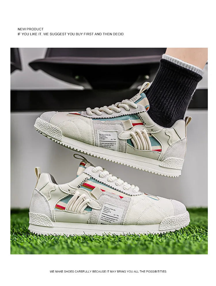 Herren Weiße Sneaker Herbst Bequeme Rutschfeste Laufschuhe Luxuriöse Weiche Sohle Modische Schnürschuhe Outdoor Freizeitschuhe 2026