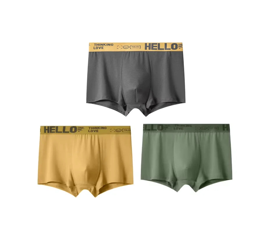1/3Pc Männer Höschen Atmungsaktive Antibakterielle Boxer Shorts Vier-ecke Shorts Jugendliche Gestrickte Reine Farbe U Konvexen männlichen Unterhose