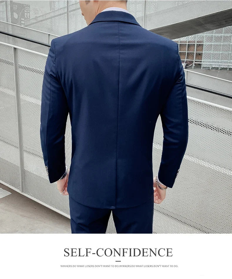 Anzug Upgrade des neuen Stoffes Herren Business Gentleman Fashion Slim Work Solid Color Plus Size Fair Dress Hochzeit Trauzeugenanzug
