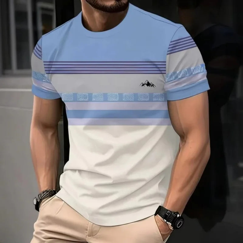 3D Gedruckt Geometrische Spleißen T Shirt Für Männer Bunte Streifen Muster T-Shirts Sommer Casual Oansatz Tees Lose Kurzen Ärmeln
