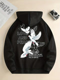 Liebe Und Frieden Brief Taube Gedruckt Hoodies Casual Frauen Sweatshirts Bequeme Fleece Pullover Crewneck Lose Weibliche Kleidung