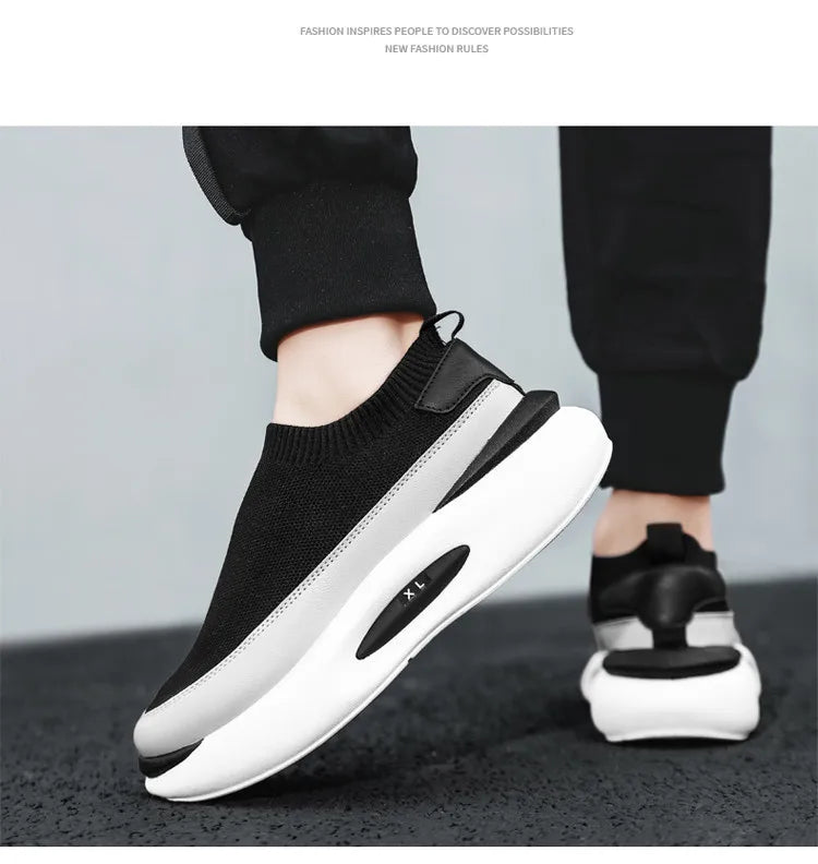 Herrensocken, atmungsaktives Mesh, Laufschuh, Sommersportschuhe, schwarze Slip-On-Slip-Ons, lässiger Fahrschuh für Herren, geeignet für den Außenbereich