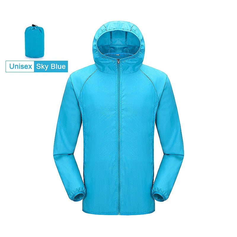 JNLN Unisex Wanderjacke Herren Damen Wasserdicht Schnelltrocknend Camping Windjacke Outdoor Trekking Angeln Regenmantel Anti UV Kleidung