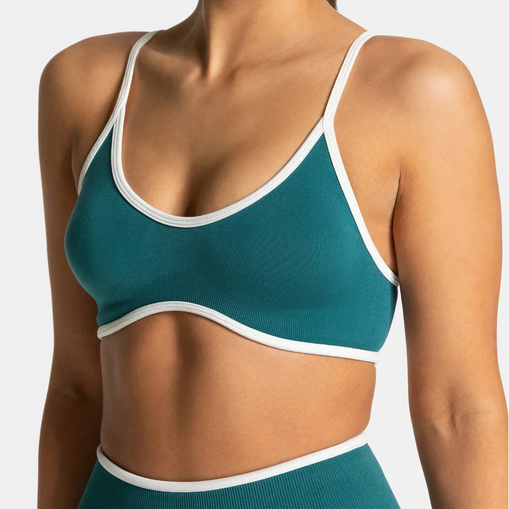 Summer Women's Solid Color Sports Suspender Bra Sexy Backless Knit with Chest Cushion Suspender Yoga Fitness Top