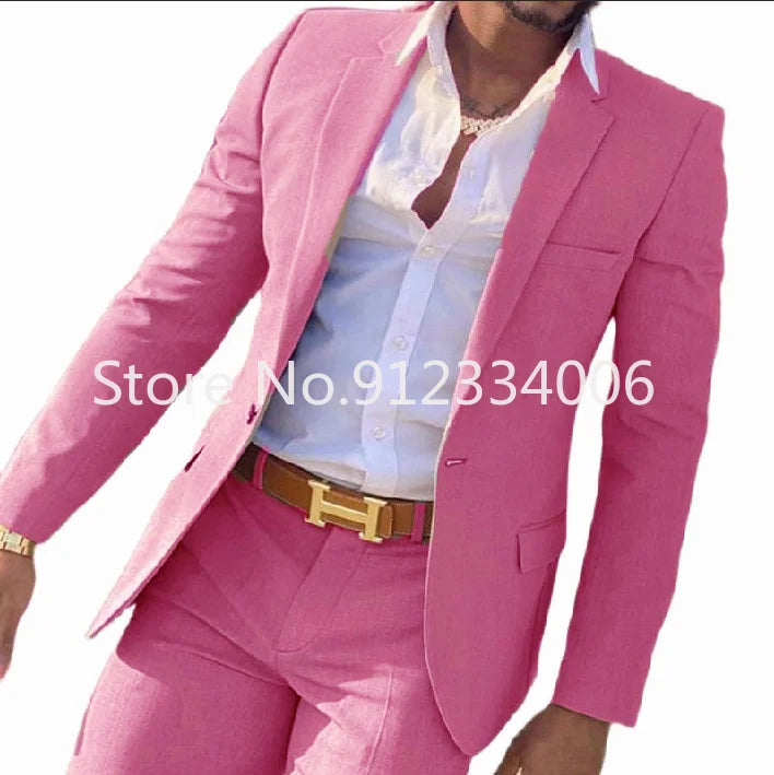 2-teiliger beigefarbener Anzug für Männer, Slim Fit, Hochzeit, Bräutigam, Smoking, Trauzeugenanzüge, männliche Mode, Raucherkostüm, Homme, Blazer mit Hosen