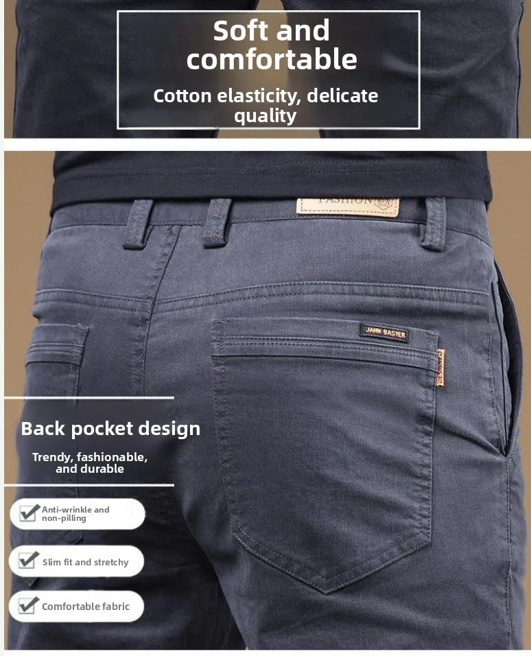 2025, Sommer-Freizeithose für Herren aus dünner Baumwolle, trendige, vielseitige, elastische, leichte Business-Hose, formelle, schlanke, gerade Hose