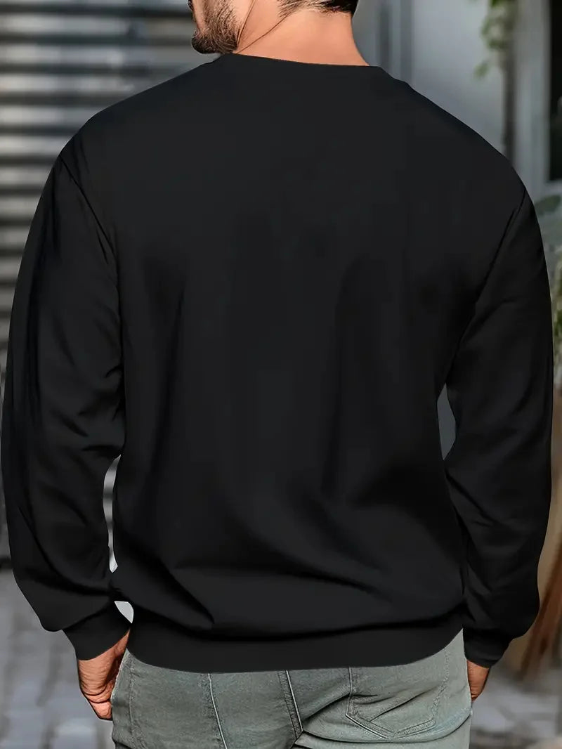 Men's autumn and winter fashionable casual loose fashion letter printed long sleeved round neck sweatshirt