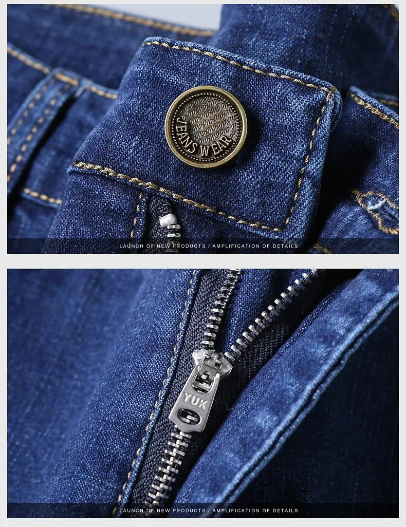 Männer Frühling Herbst Vintage Schwarz Business Jeans Männer Casual Gerade Stretch Klassische Arbeit Denim Hosen Bequeme Hose