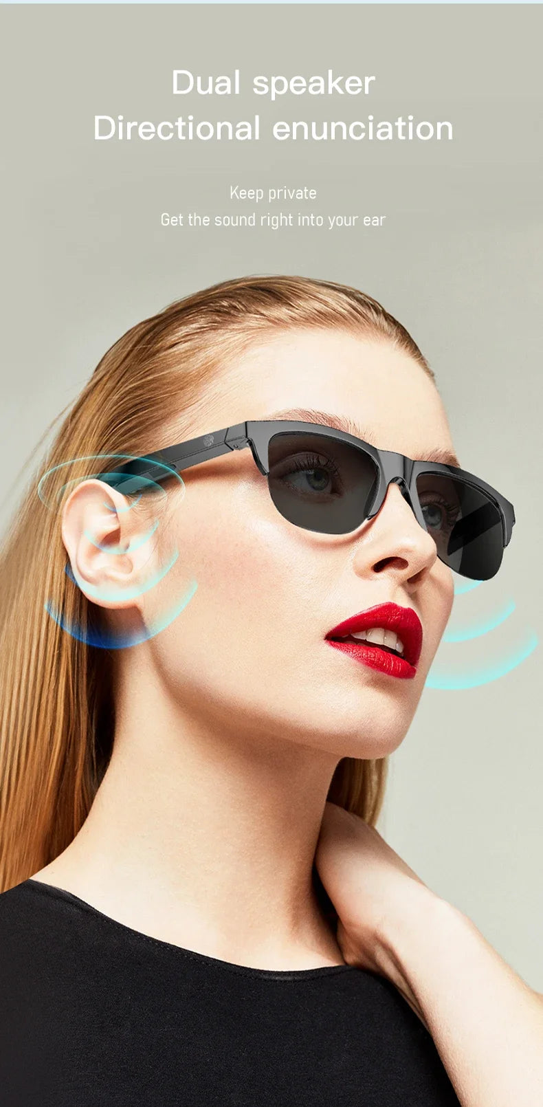 Neue intelligente Bluetooth V5.3-Sonnenbrille, Brille für Anrufe, Outdoor-Sport-Kopfhörer, HIFI, schwarze Technologie, Anti-Touch-UV-Schutz für Männer und Frauen