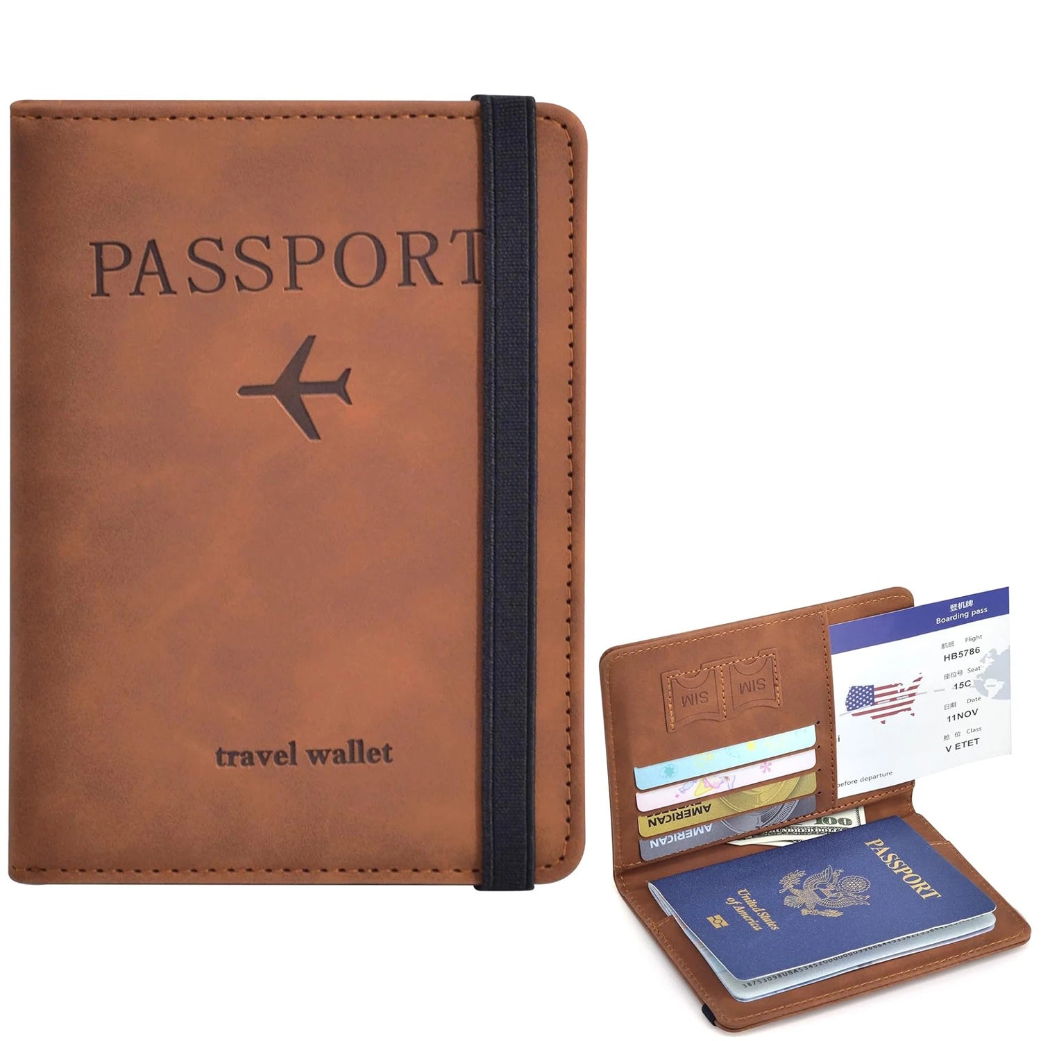 Reisepasshülle für Reiseutensilien, Reisepass-Brieftaschen-Schutzhülle für Reisezubehör, Reisepass-Buchhalter für Damen/Herren