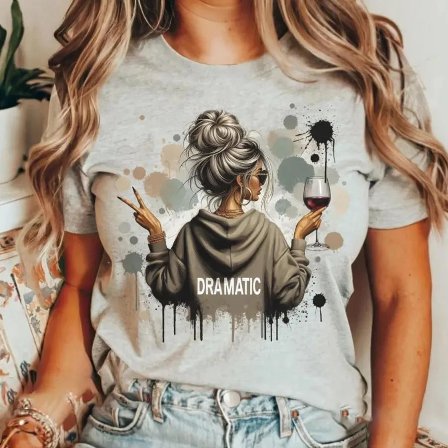 Trendy Vintage Retro Frau DRAMATIC Aufbügelbare Wärmeübertragung Aufkleber Aufkleber für T-Shirts Sweatshirts Taschen Kleidung Stoff Dekor