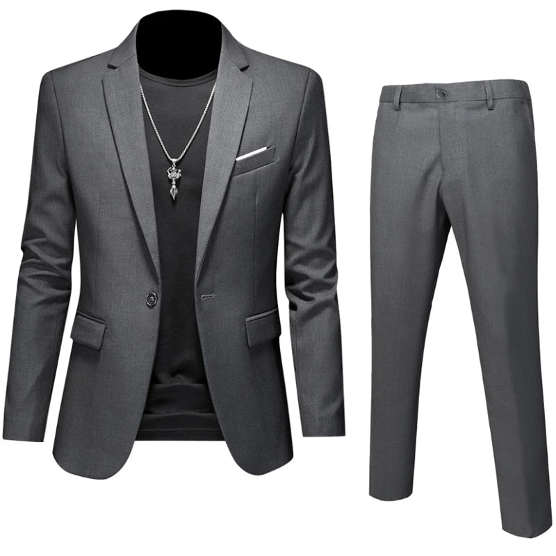 Plus Size 6XL 5XL Herrenanzug Mantel + 2-teilige Hose/Business Fashion Bürokleid/Slim Fit Hochwertiges Bräutigam-Hochzeitskleid-Anzug-Set