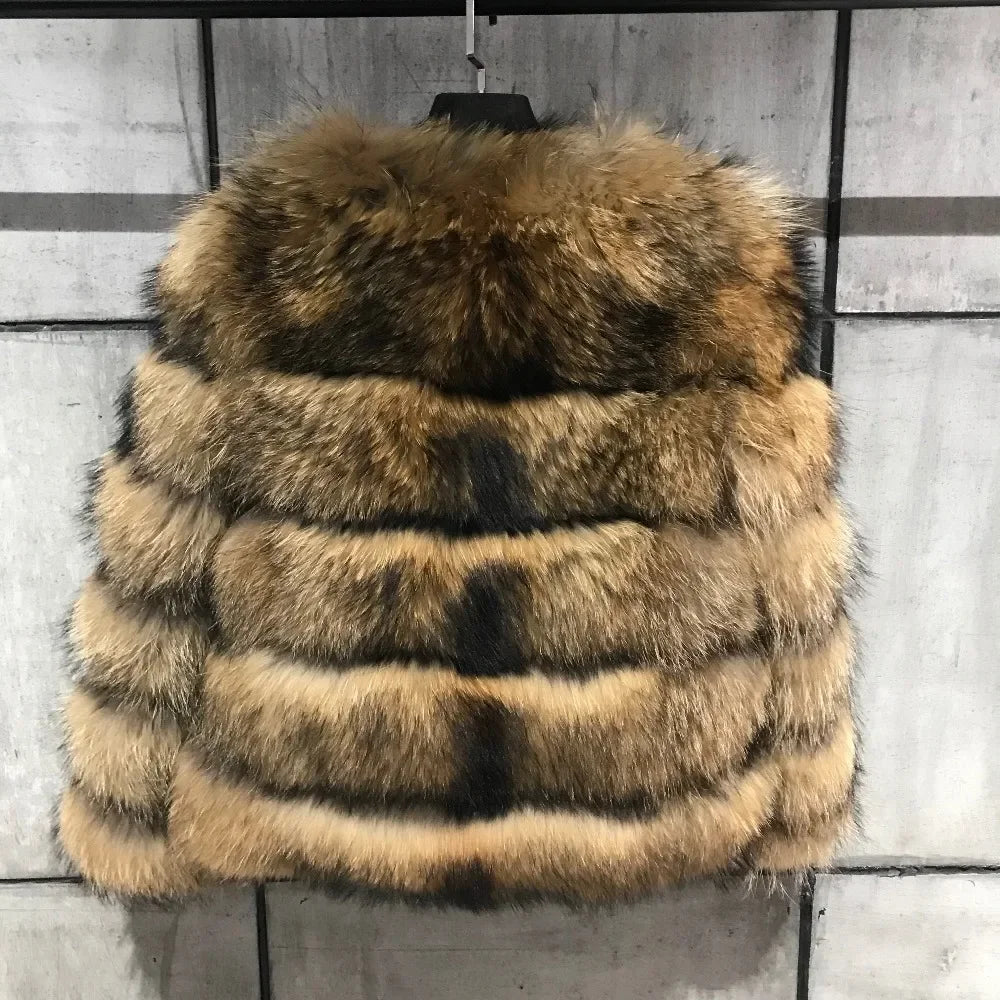 Frauen Gefälschte Waschbären Pelz Jacke Herbst Winter Faux Pelz Fuchs Mäntel Kurzen Mantel Jacken Pelzigen Oberbekleidung Elegante Dicke Warme Mäntel