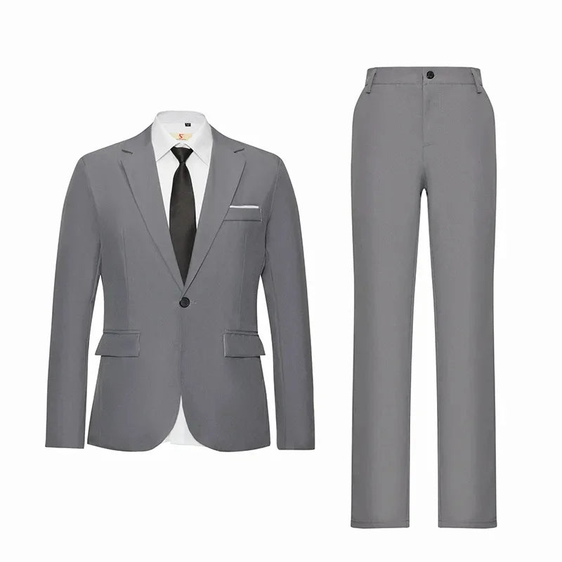 Herren Casual Hochzeitsanzug Slim Fit Zweiteiliges Set Sommer Neuer Stil Große Größe Business Formelle Kleidung Bequemes Oberteil und Hose