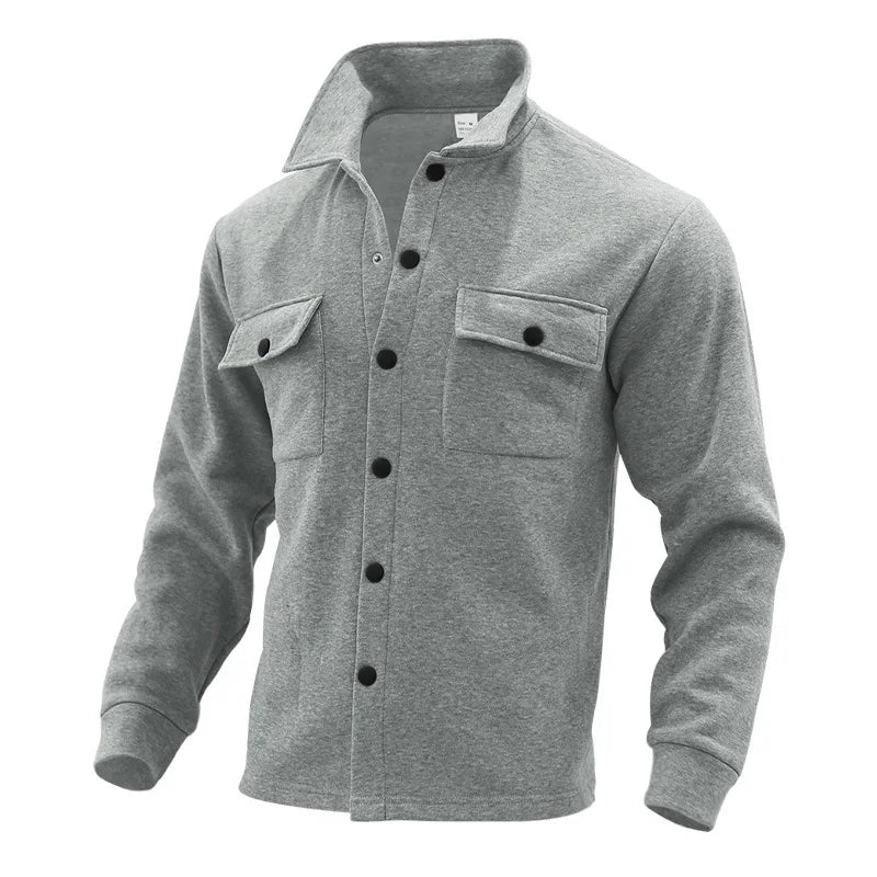 Winter European and American cross-border casual men's clothing fleece lapel European and American single-breasted slim jacket