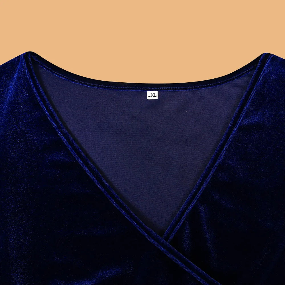 Elegante Samt Bodycon Kleid Frauen Sexy Gewickelt V-ausschnitt Langarm Geraffte Hohe Taille Midi Kleid Party Cocktail Kleider Vestidos