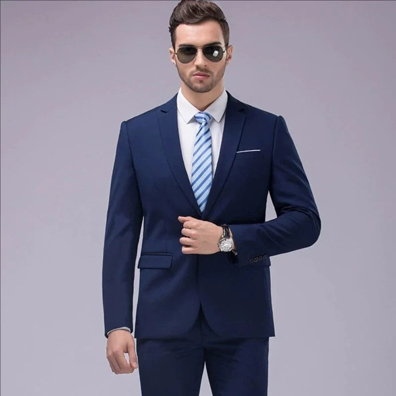 Men Suits Set Jackets Pants 2 Pieces Elegant For Wedding Slim Fit Blazers Formal Outfit Fashion Classic Full 2025 Costume