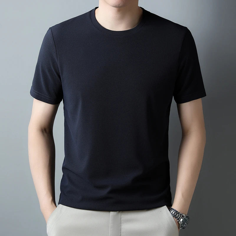 2024 Herren Neues Waffel-Rundhals-Kurzarm-T-Shirt Sommer Bequemes Top