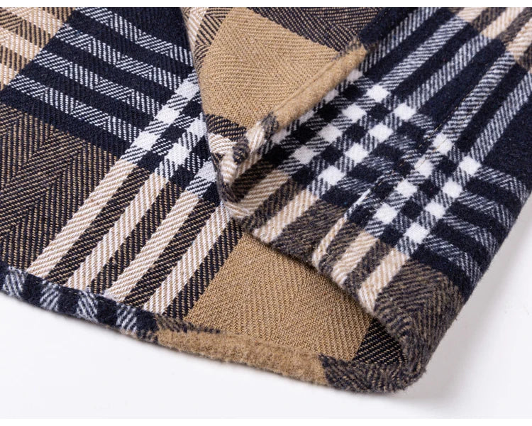 Langärmliges Flanell-Karohemd für Herren – weiche reine Baumwolle, Button-Down-Hemden, dick, Herbst und Winter – Wochenend-Casual, Ausgehen