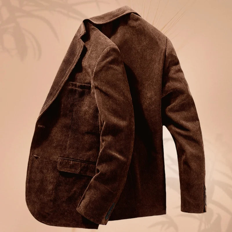 Cord-Herrenanzugjacke, Anzugjacke mit einem Knopf und Revers, Business-formelle Jacke, geeignet für Bankett, Hochzeit, formelle Kleidung für Herren