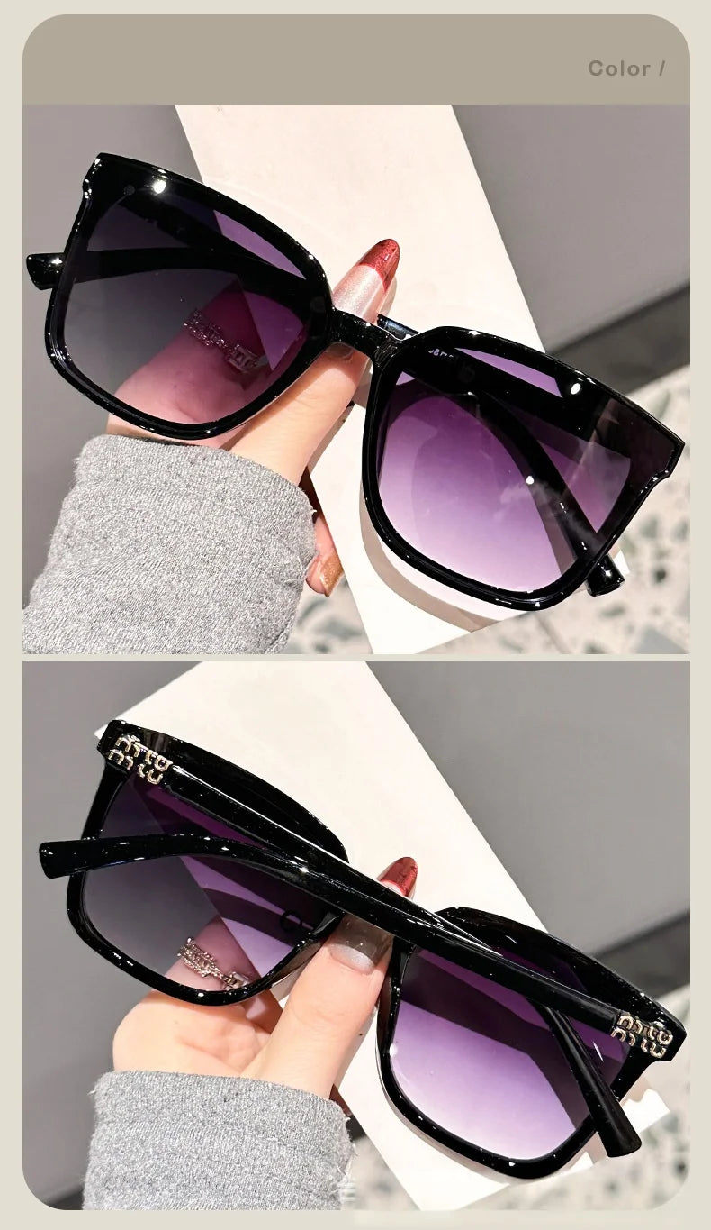 Neue Designer-Sonnenbrille mit großem, quadratischem, dünnem Rahmen und Tempelbügeln im High-End-Stil für Damen DS-8162