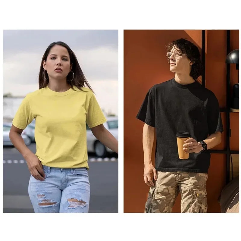 12 Farben übergroßes schweres T-Shirt für Herren, Sommer-Kurzarm-T-Shirt, 100 % Baumwolle, schlichtes Oberteil, lässige Herrenbekleidung
