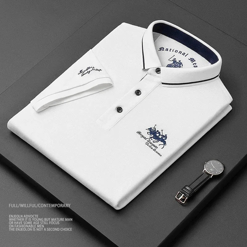 2024 hohe Qualität männer Baumwolle Bestickt Polo-Shirt Sommer Neue High-end-Business Casual Revers Kurzarm T-shirt