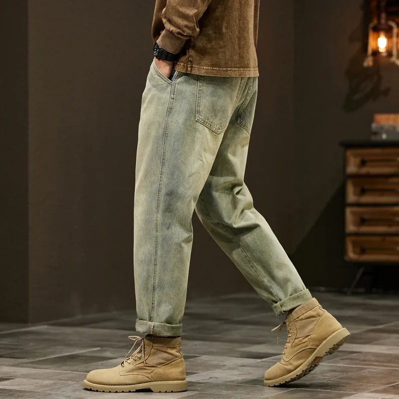 Männer 95% Baumwolle Jeans Hohe Qualität Lose Harem Hosen Mode Baggy Casual Outdoor Arbeit Denim Hosen Marke männer Kleidung