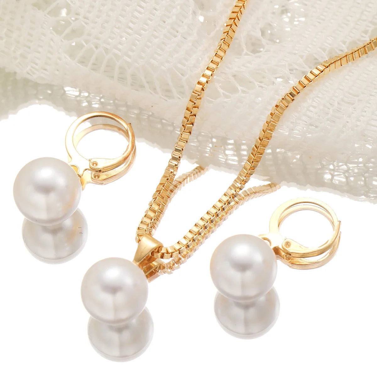 Mode Perlen Schmuck Set Für Frauen Baumeln Ohrringe Anhänger Halskette Einfache Zierliche Täglichen Tragen Outfit Party Zubehör