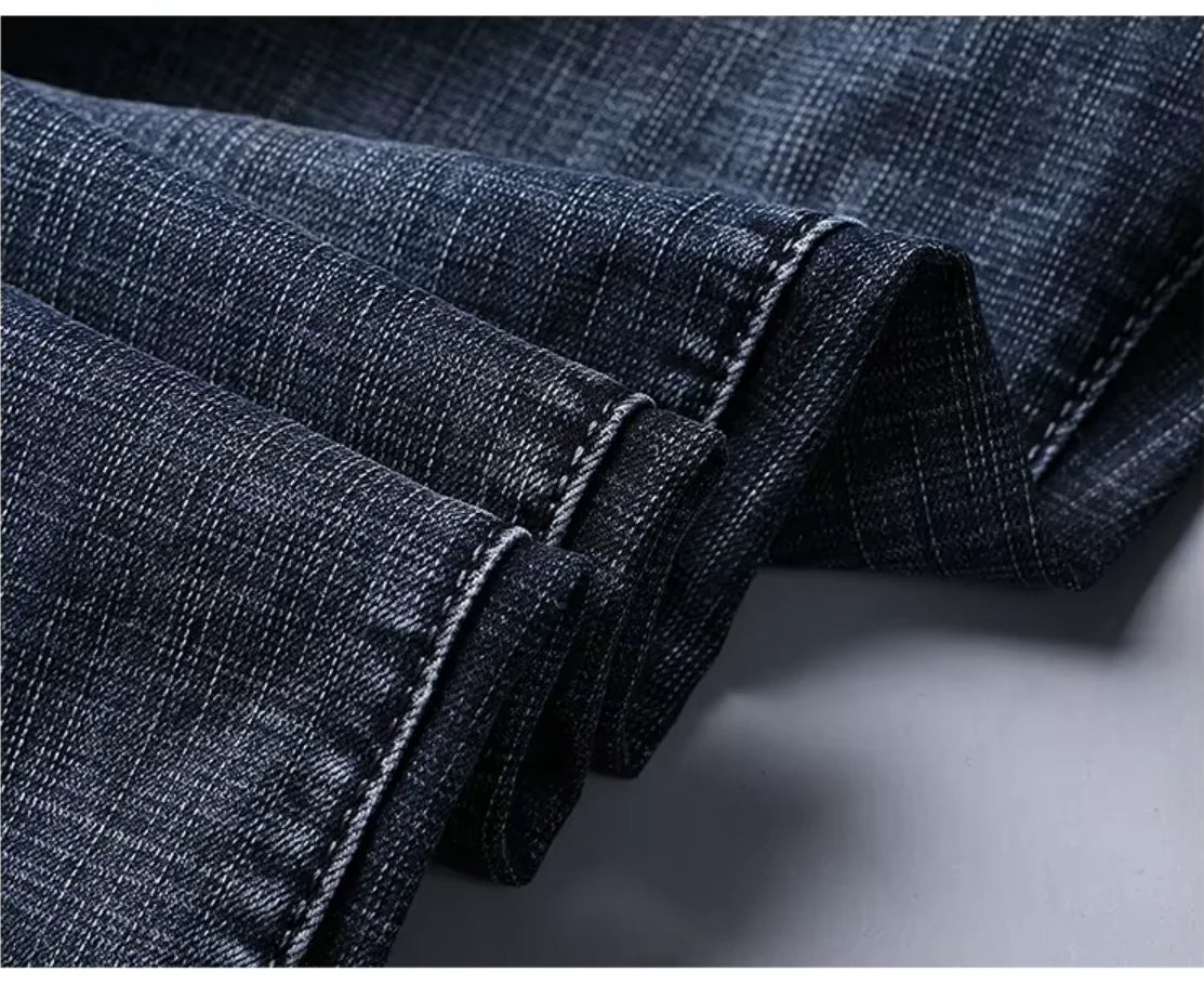 Wthinlee Neue Business-Jeans für Herren, lässig, gerade geschnitten, Stretch, modisch, klassisch, blau, schwarz, Arbeits-Denim-Hose, Herrenbekleidung