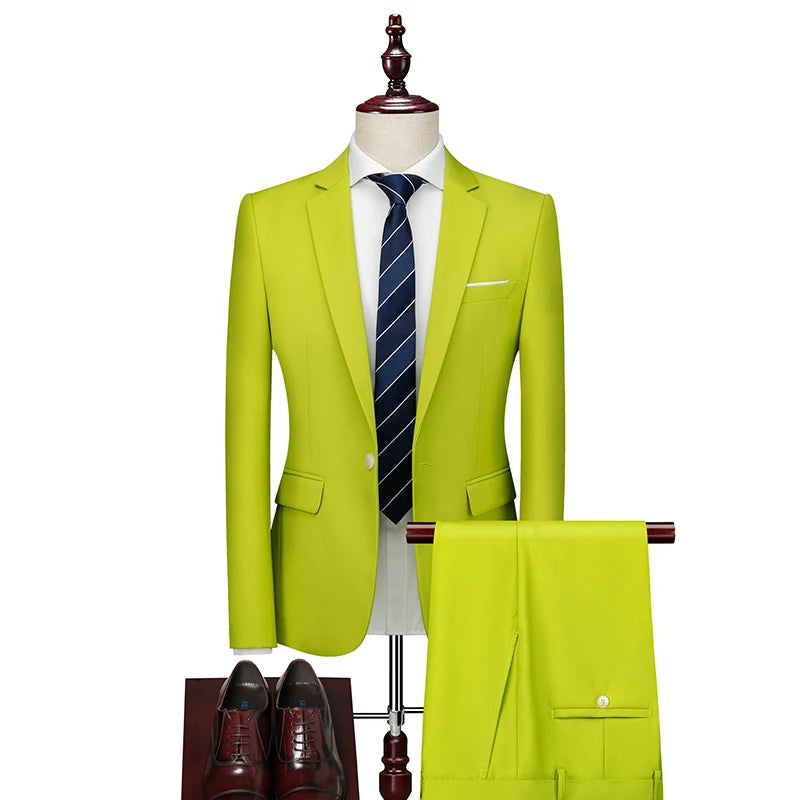 22 Farben einreihige formelle Hochzeit Anzüge Herren bekleidung Mode einfache Männer Business Social Prom Party Kleid 2 Stück Set