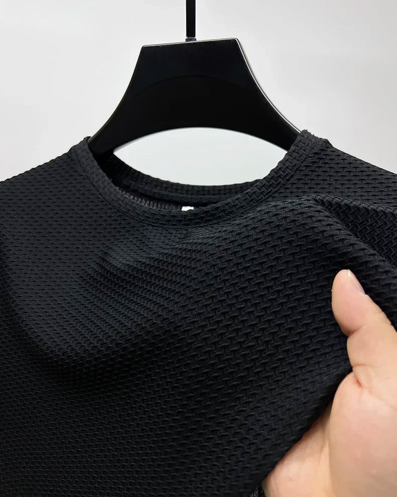 Sommer Eis Seide High-End einfarbig hochwertige Kurzarm T-Shirts Herren atmungsaktive Mode T-Shirt männliche Marke Kleidung 4xl
