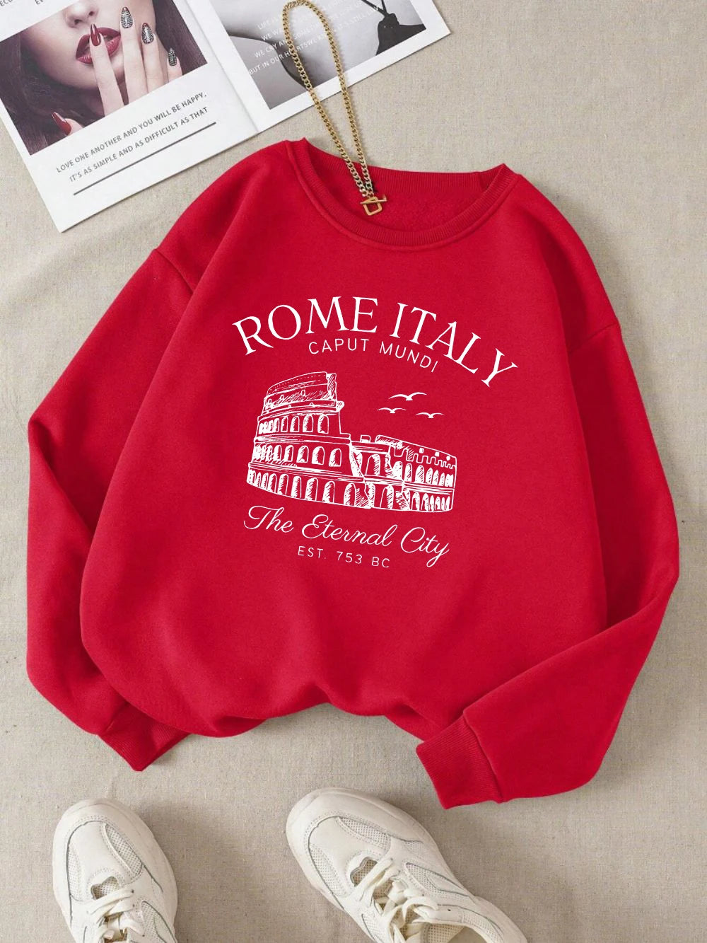Colosseum Rome Italy Print Woman Sweatshirt Casual Crewneck Sportswear Y2K Loose Multicolor Pullover All-Match Fleece Clothing