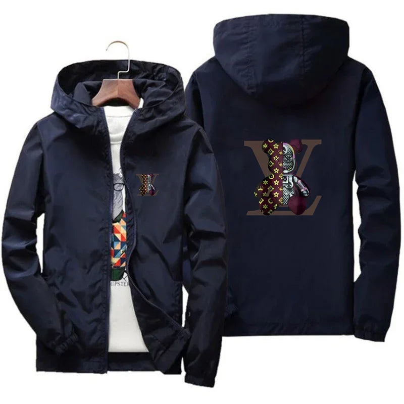 Lässige bedruckte Kapuzenjacke für Frühling und Herbst, modische neue wind- und wasserdichte Outdoor-Sportbekleidung für Herren