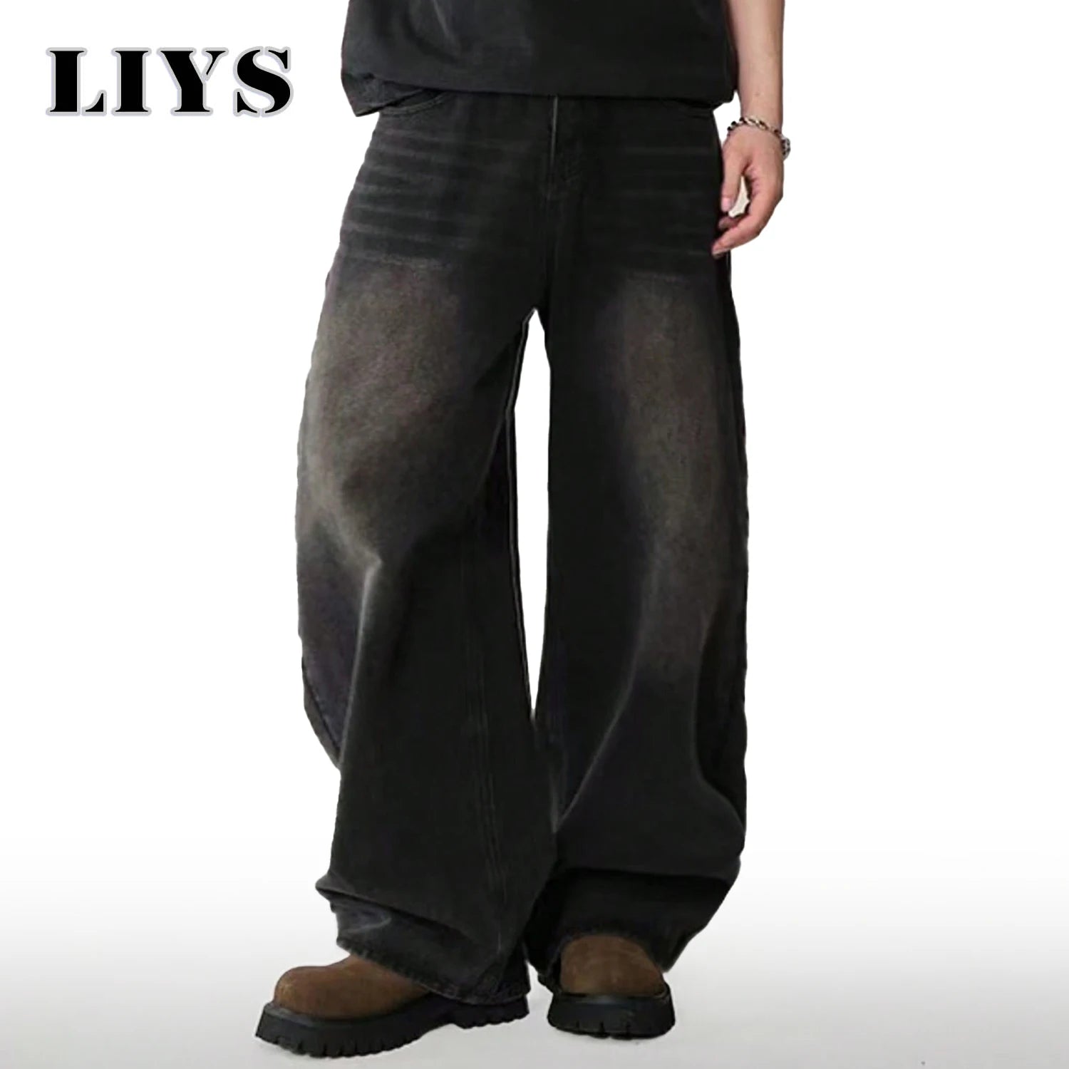 Vier Saison Herren Jeans Koreanische Version Student Casual Hosen High Street Gerade Lose Breite Bein Jeans Schwarz Grau Blau Baggy Jean