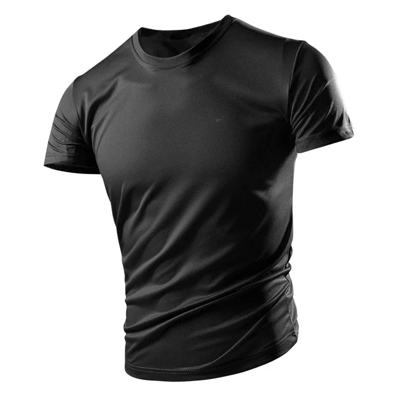 Neues Sommer-Herren- und Damen-Halbarm-Kurzarm-T-Shirt aus Eisseide, atmungsaktiv, für Sport und Fitness, schweißableitend, schnell trocknend