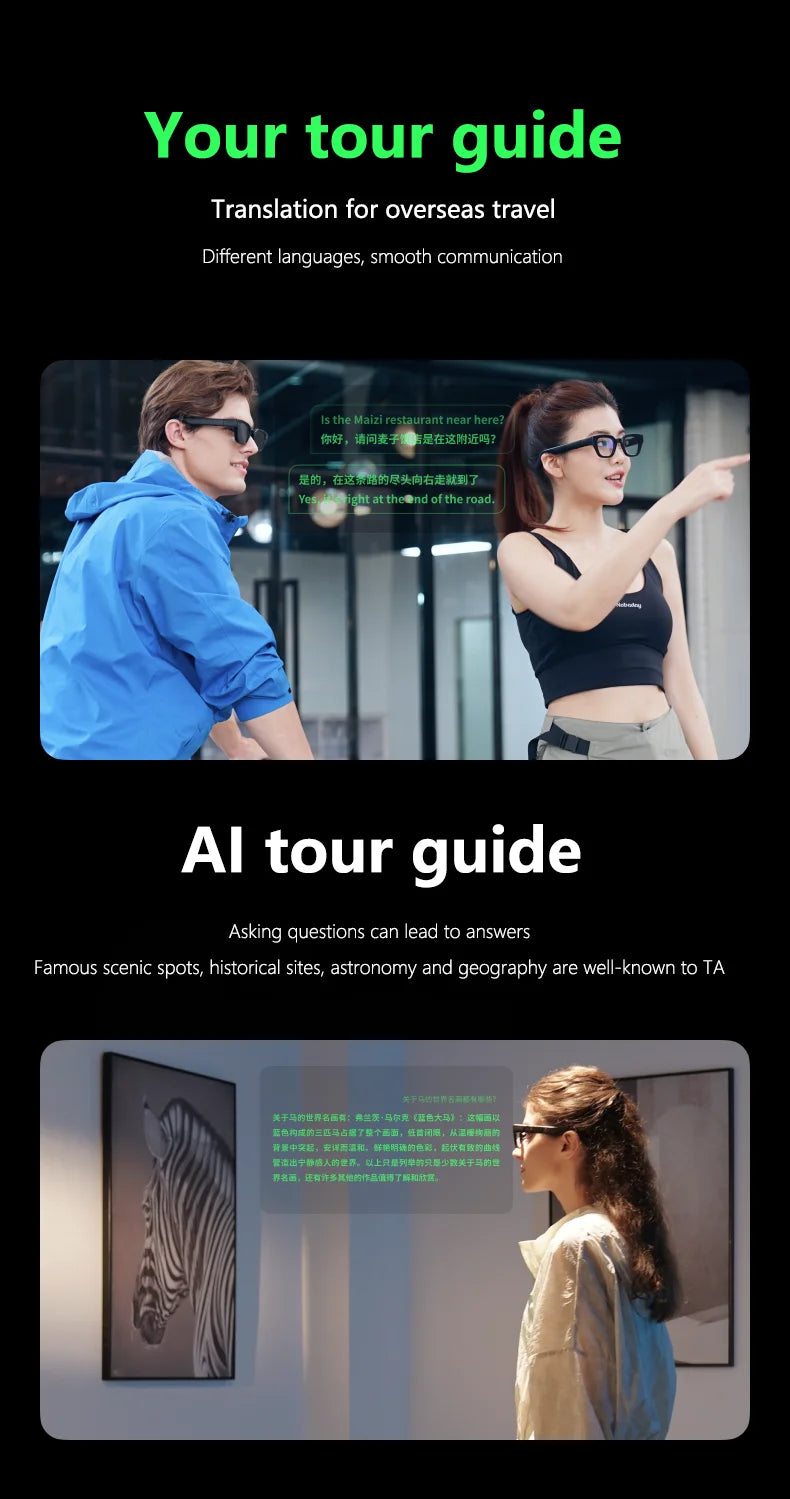 INMO Go Smart AR Glasses Real Wireless Ultra Light AI Assistant Translator Glasses for Music/Call/Translator/Prompter/Navigation