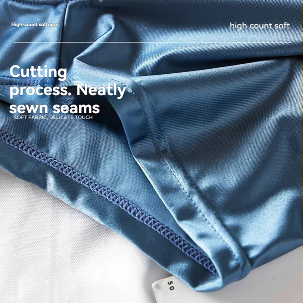 1/3Pcs Atmungsaktive Dünne Satin Seide Boxer Briefs Nahtlose Mittlere Taille Eis Seide Boxer Unterhose Glatte Unterwäsche für Männer Täglich