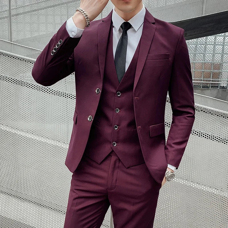 Anzug Upgrade des neuen Stoffes Herren Business Gentleman Fashion Slim Work Solid Color Plus Size Fair Dress Hochzeit Trauzeugenanzug