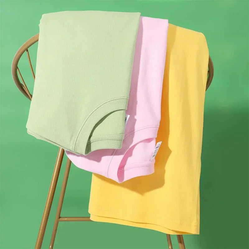 12 Farben übergroßes schweres T-Shirt für Herren, Sommer-Kurzarm-T-Shirt, 100 % Baumwolle, schlichtes Oberteil, lässige Herrenbekleidung