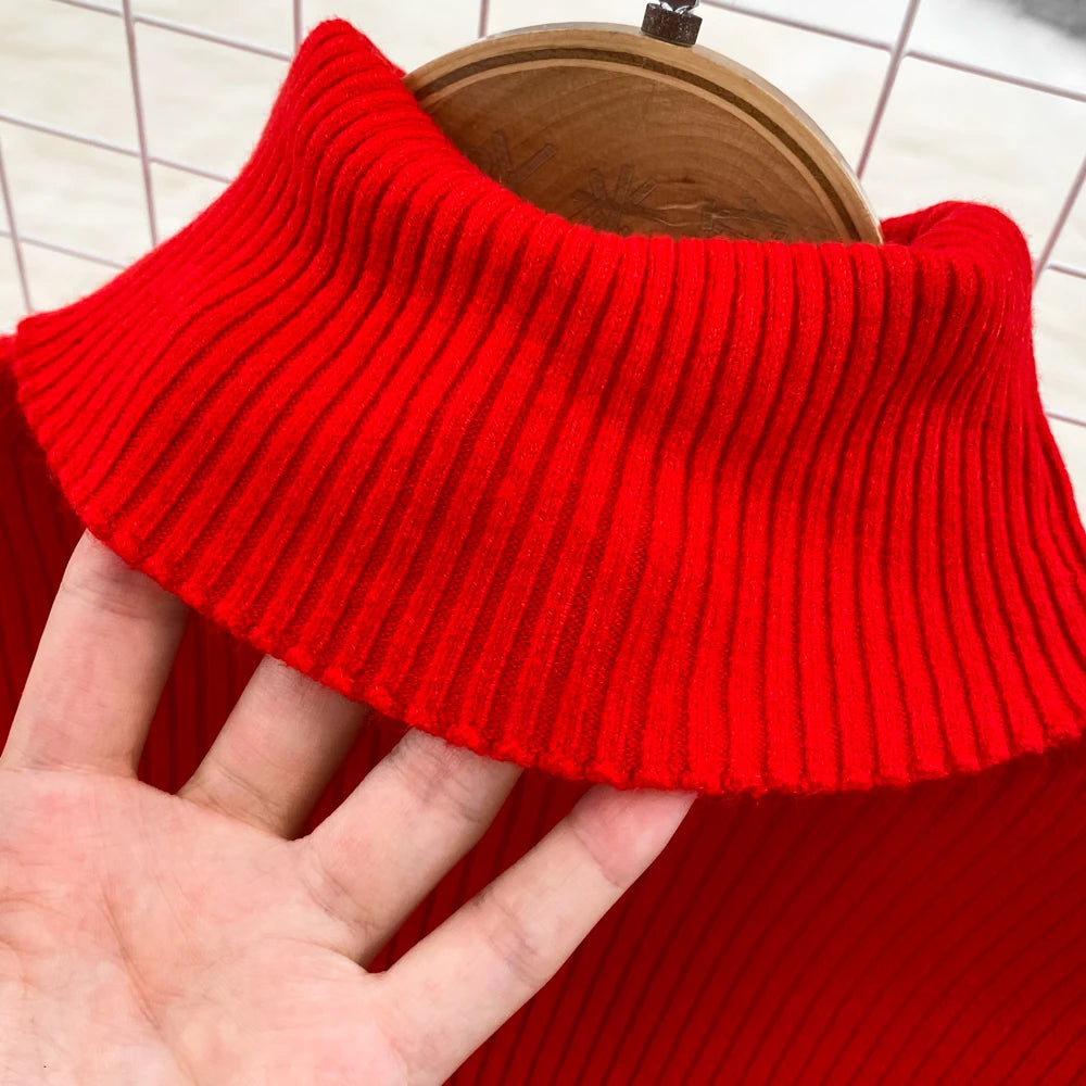 REALEFT Herbst Winter 2025, neue Rollkragen frauen Gestrickte Kleider mit Gürtel Langarm Elegante Bodycon Wrap Kleid Weibliche