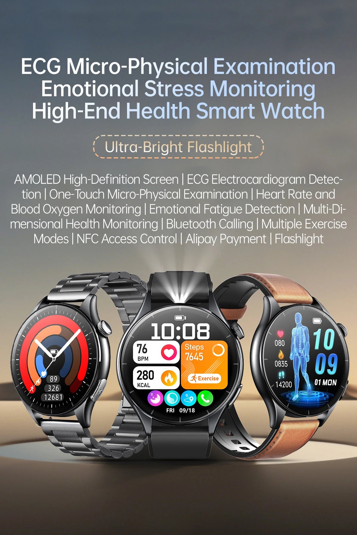 2025, neue EKG + PPG, Gesundheitsdiagnose, Smartwatches, Männer und Frauen, Uhr, Harnsäure, Lipid, BP, Herzfrequenz-Tracker, NFC, Sport-Smartwatch, IOS