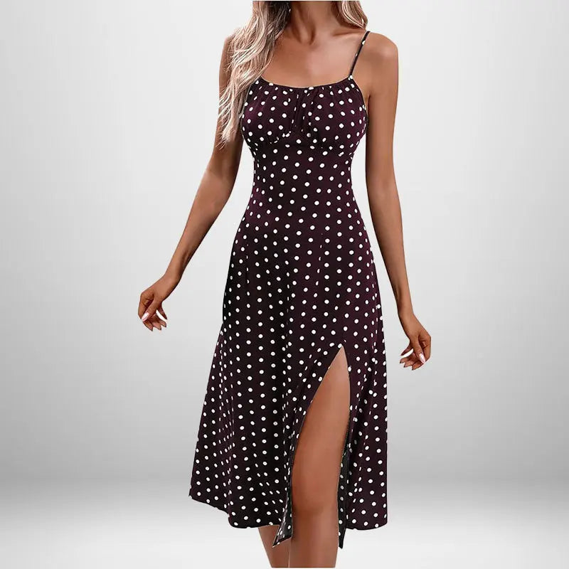 Elegantes Damen-Blumenkleid für Strandurlaub und Streetwear, Sexy Tief Ausgeschnittenes Strandparty-Kleid mit Schlitz, Schickes Bodycon-Kleid Ärmellos für Damen