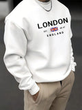 Herren-Herbst- und Wintermode, lässig, locker, London England-Muster, bedruckt, langärmelig, Rundhalsausschnitt, Sportbekleidung