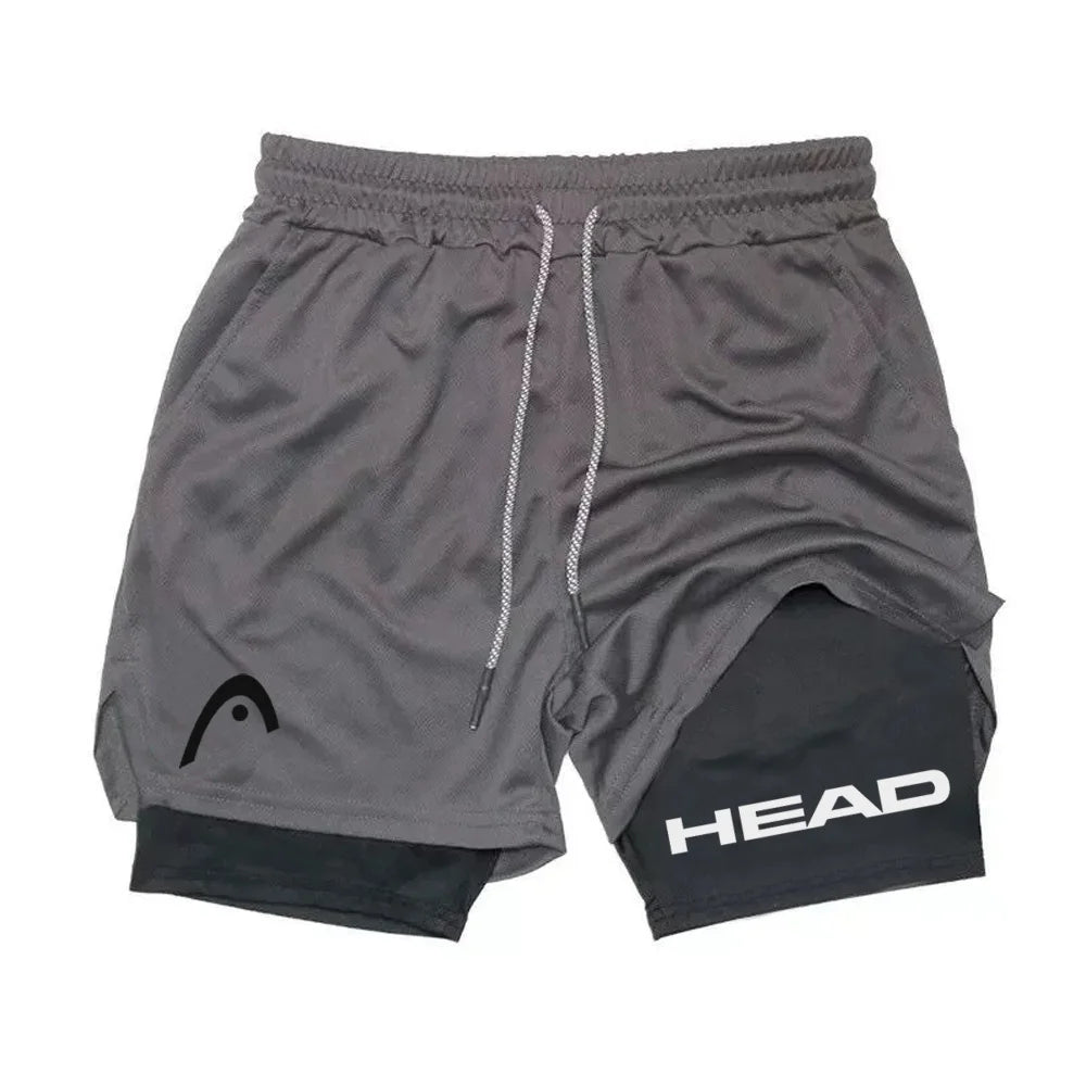 Anime Berserk Head Laufshorts für Herren, Fitness, Fitnessstudio, Training, 2-in-1, Sport, schnell trocknend, Training, Joggen, Doppeldeck, Sommer