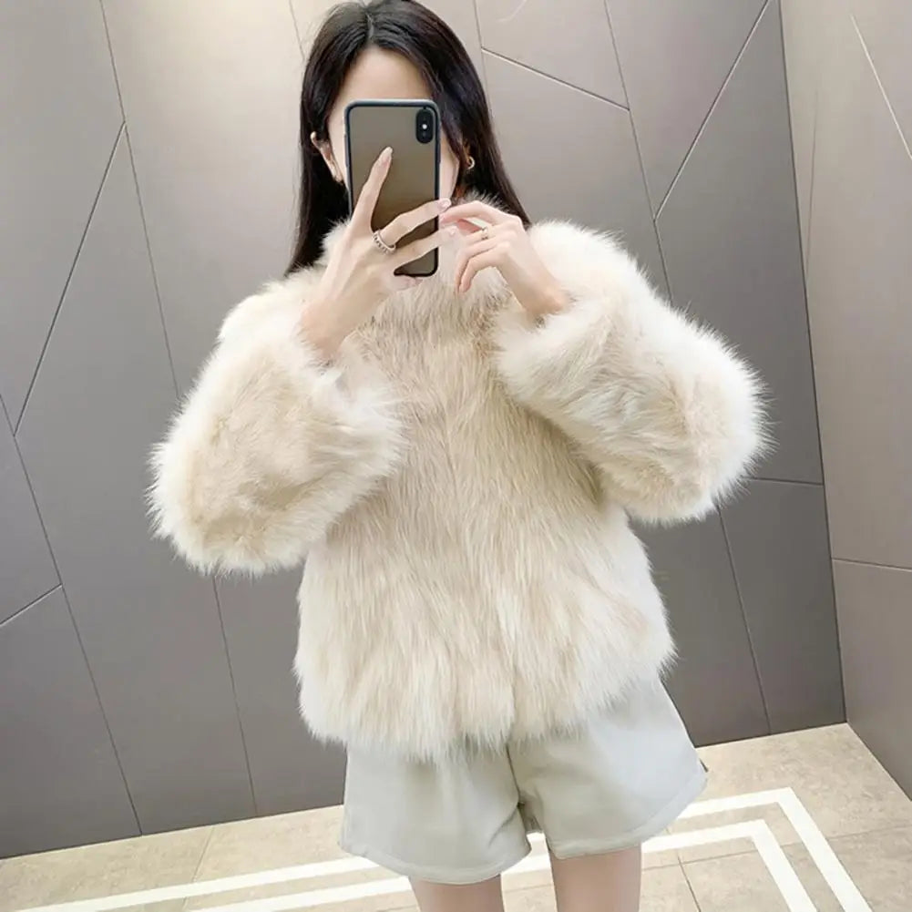 Herbst Winter Übergroßen Lose Beiläufige Luxus Weichen Dicken Warmen Haarigen Faux Mantel Frauen Langarm Flauschigen Jacke 2024